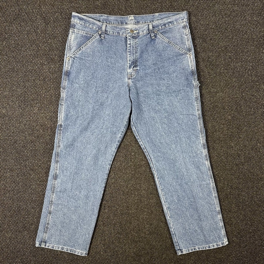 Lee Riders Carpenter Jeans Mens 38x29 Relaxed Fit Light Wash Denim Workwear